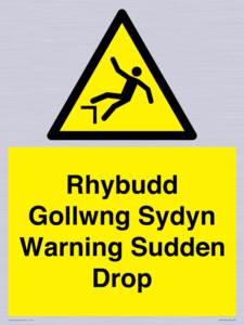 Rhybudd Gollwng Sydyn Warning Sudden Drop